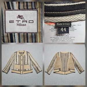 Etro Milano Tweed Blazer Jacket  Womens EU 44/ US 12 Classy Fringe Luxury